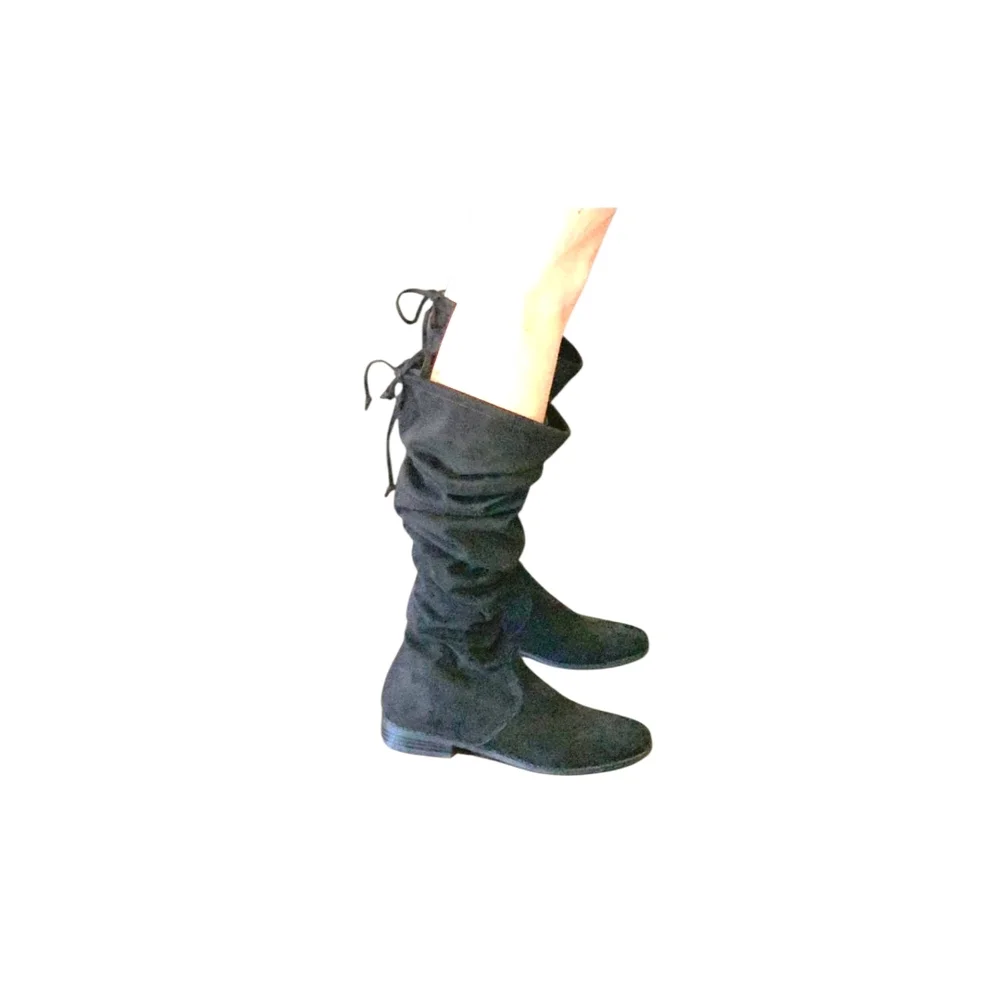 Grey Sueade Tie Back Over-the-Knee Women's Boots Wild Diva Size 8